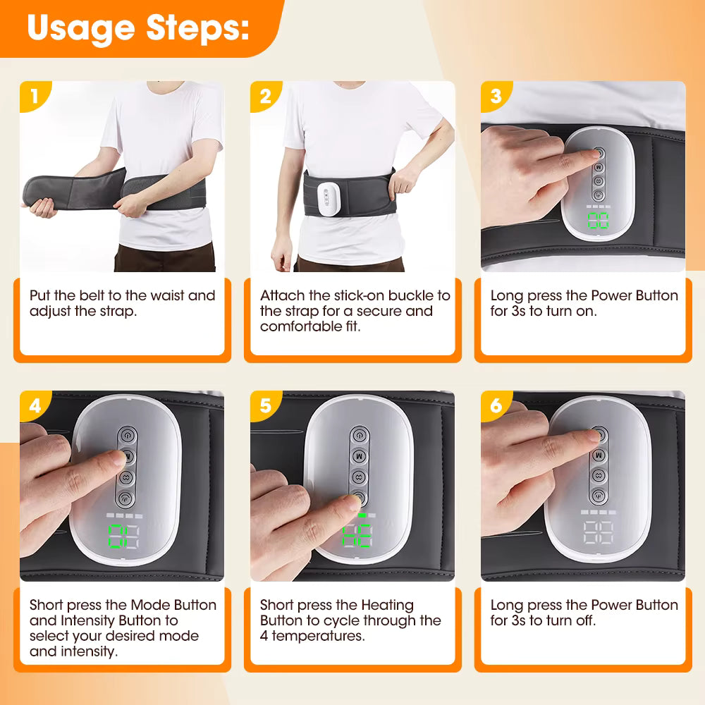 Wireless Air Pressure Massage & Heating Lumbar Support Belt